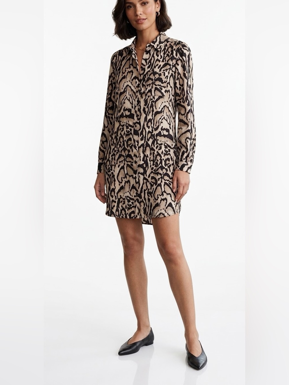 Diane von Furstenberg DVF Prita Silk Leopard Print Shirt Dress - Size 0